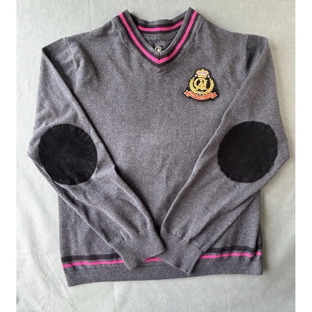 Cavi Mens Long Sleeve Crew Neck Black Gray Pink Sweatshirt‎ Size XL